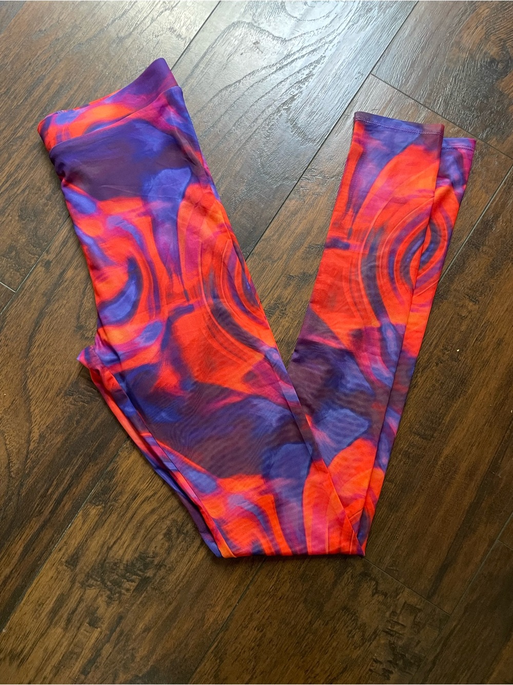 Akira sheer Vibrant Red & Purple Leggings